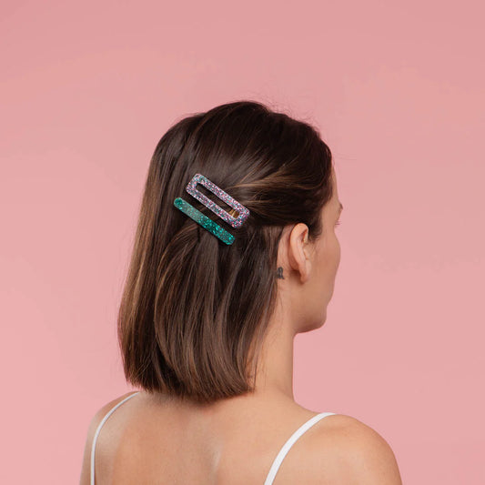 Barrettes - Lie de vin vert parme