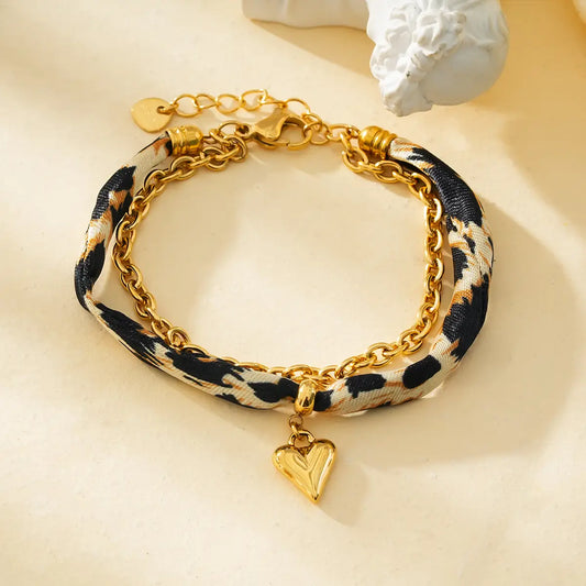 Bracelet doré léopard coeur