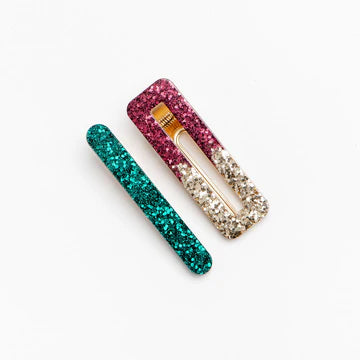 Barrettes - Lie de vin vert parme